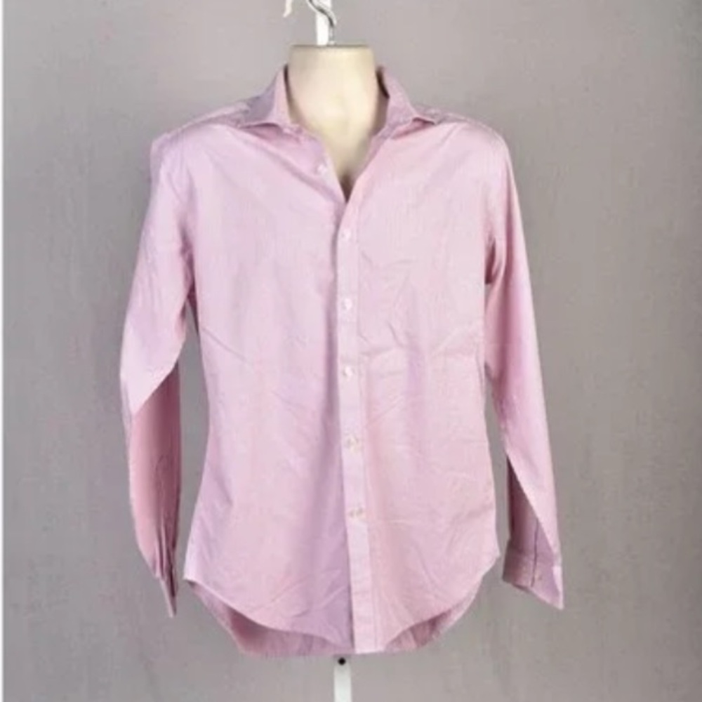 Esquire Men’s Slim Fit No-Iron Pink Striped Dress Shirt
